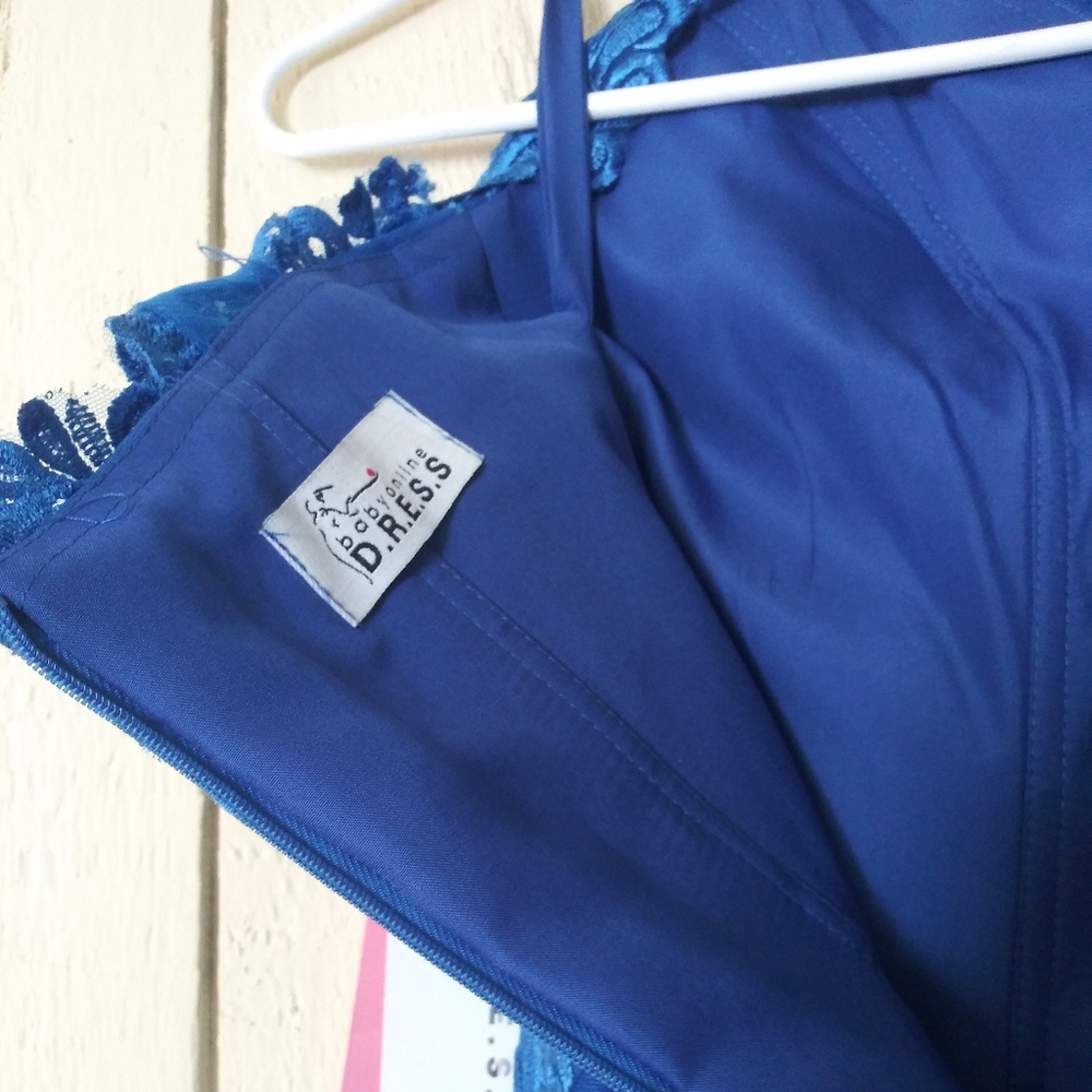 Royal Blue Lace Mermaid Dress - Picture 7 of 9